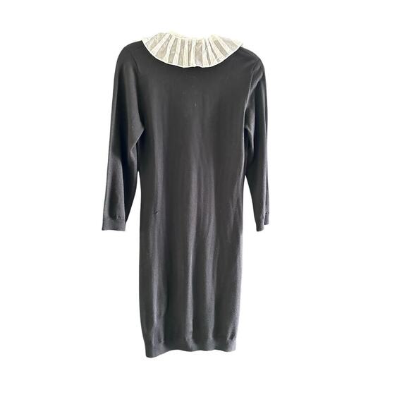 Anne Fontaine Women's Black White Wool Bow Front V-Neck Dress Size 42 - Picture 3 of 10
